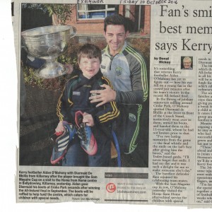 Aidan O'Mahony visited us with his boots which he gave to Diarmuid at Home From Home.